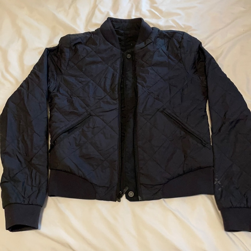 lululemon athletica Black Quilted Bomber Jacket-Reversible